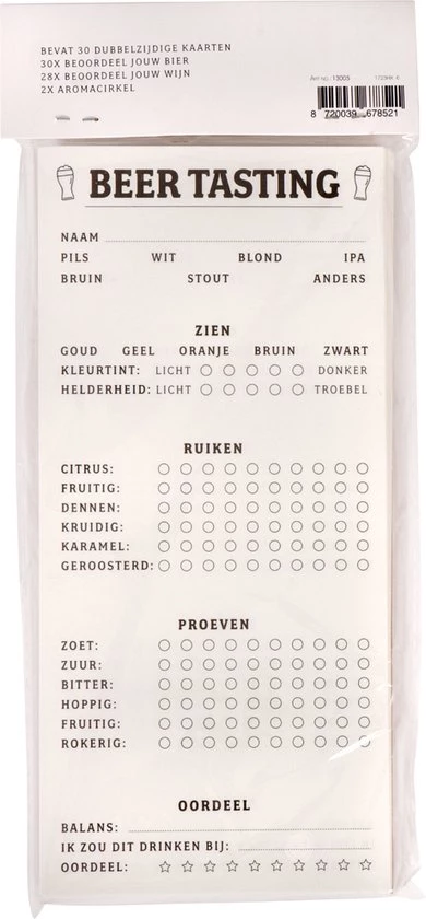 SENZA Wijn En Bier Proef Kaarten 3 SENZA Wijn En Bier Proef Kaarten