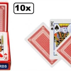 Thema Party 10x Speelkaarten Set Rood/blauw - Klaverjassen Bridge Hartenjagen Spel Kaarten