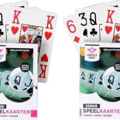 Longfield 3x Senioren Speelkaarten Plastic Poker/bridge/kaartspel Met Grote Cijfers/letters - Ideaal Voor Oudere Mensen/slechtzienden - Kaartspellen - Speelkaarten - Pesten/pokeren