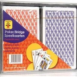 LONGFIELD 2 DECKS LAMINATED PLAYING CARDS NORMAL 4 INDEX IN PLASTIC CASE -kaartspellen Verkoopwinkel 550x433 2