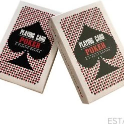 ESTARK Luxe Speelkaarten - 2 Sets - Plastic Coating - Poker Kaarten - Kaartspel - Spelkaarten - Spel Kaart - 2 X 56 - Gezelschapsspel - Spelen - Playing Cards - Cijfer In Alle 4 De Hoeken - 2 STUKS