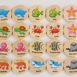 Wooden Toys Houten Memory Spel - 20 Delig - Memory Spelletjes Vanaf 3 Jaar - Houten Speelgoed - Schoencadeautjes Voor Kinderen - Zeedieren
