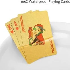 LuxeBass Kaartspel, Gouden Kaartspel, Gouden Speelkaarten, Gouden Waterdichte Speelkaarten, Pokerkaarten, Dek Met Waterdichte Kaarten, Wasbaar En Flexibel, Hoogwaardig Plastic Materiaal, Gebruik Voor Feest En Spel -kaartspellen Verkoopwinkel 550x508