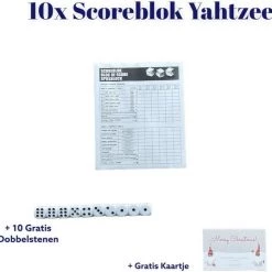 FG Yathzee Scoreblok 10 Stuks + 10 Dobbelstenen - Scoreblok - Spelletjes - Dobbelspel