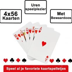 Merkloos Speelkaarten 4 Decks / Stokken – Spelkaarten – Kaarten Voor Klaverjassen, Toepen, Pokeren Black Jack En Meer Kaartspellen