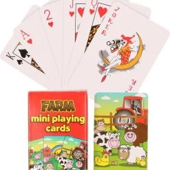 Merkloos Mini Boerderij Dieren Thema Speelkaarten 6 X 4 Cm In Doosje Van Karton - Handig Formaatje Kleine Kaartspelletjes
