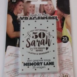 4 Het Moment Sarah Vragenspel | 50 Jaar | Verjaardag | Versiering | Sarah | Kaartspel | 25 Vragen