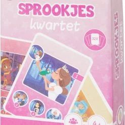 Merkloos Sprookjes Kwartet - Roze / Multicolor - Karton - 2-4 Spelers - Vanaf 4 Jaar - Spel - Kaartspel - Speelgoed - Spelen - Kwartet